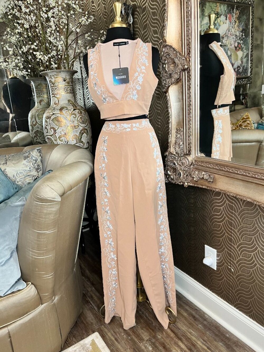 Missguided Carli Bybel two-piece top pants